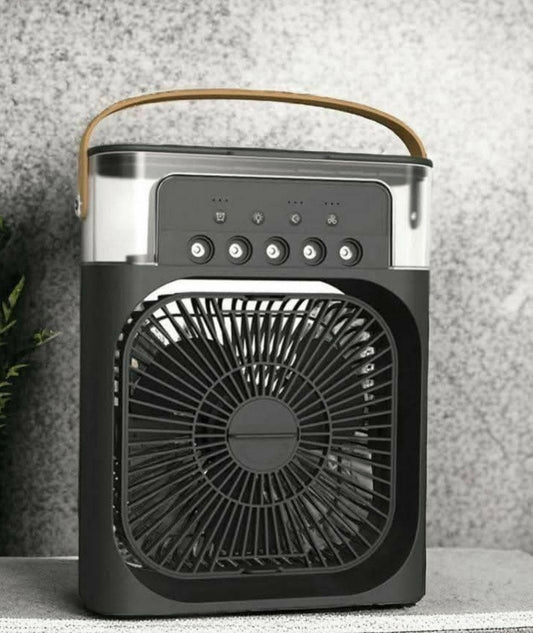 Ventilateur Silencieux Climatiseur Portable Brumisateur USB  3-en-1 avec Éclairage LED